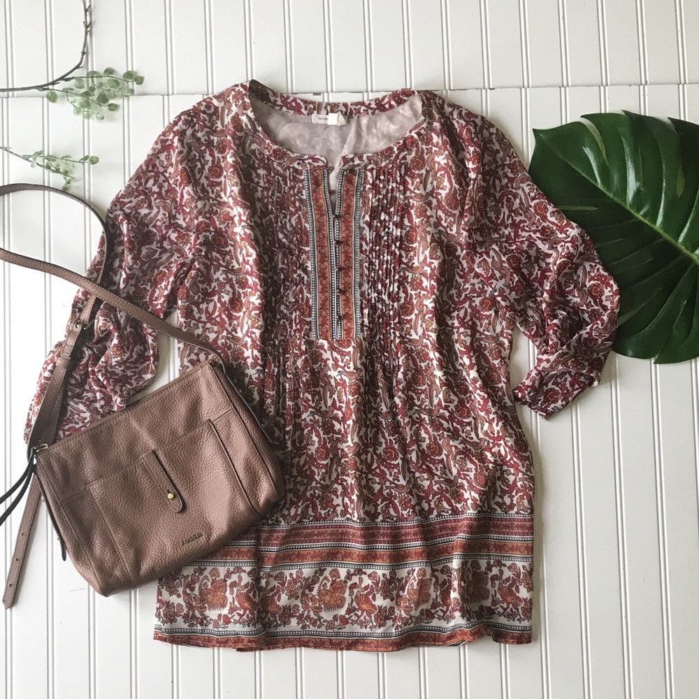Anthropologie meadow rue orange red blouse top